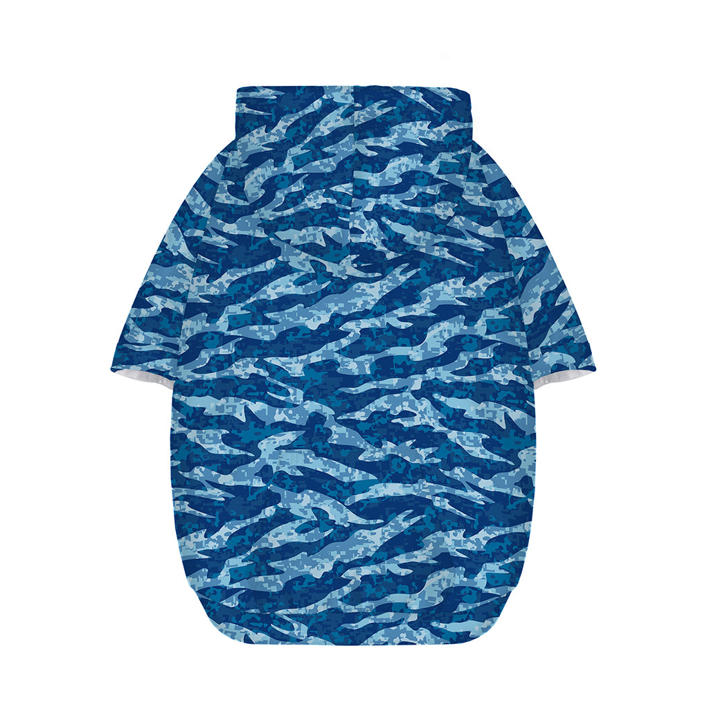 Navy Tiger Stripe Camo Pattern Print Dog Zip Up Hoodie