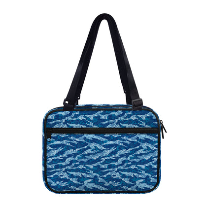 Navy Tiger Stripe Camo Pattern Print Double Strap Bible Bag