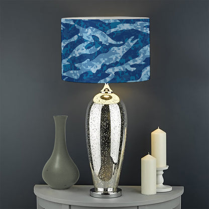 Navy Tiger Stripe Camo Pattern Print Drum Lamp Shade