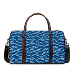 Navy Tiger Stripe Camo Pattern Print Duffle Bag