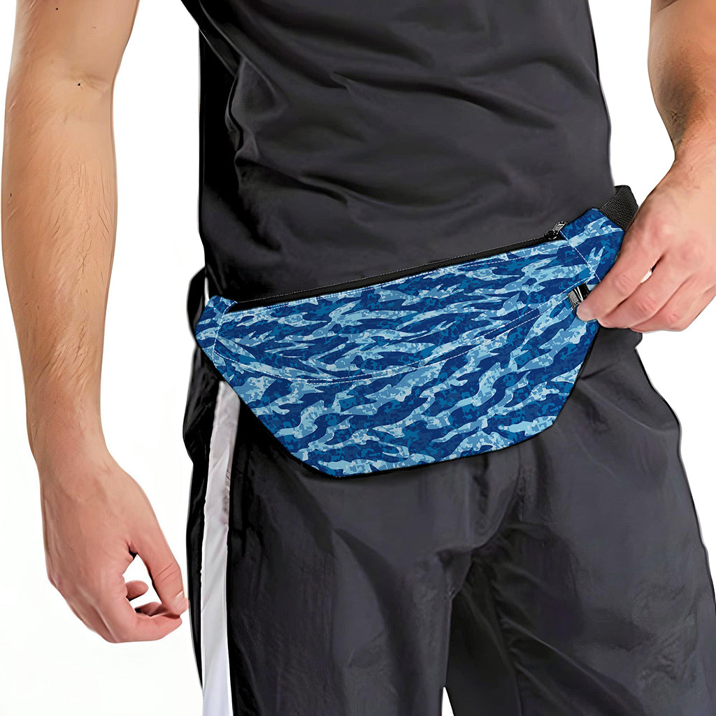 Navy Tiger Stripe Camo Pattern Print Fanny Pack