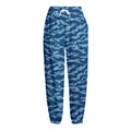 Navy Tiger Stripe Camo Pattern Print Fleece Lined Knit Pants