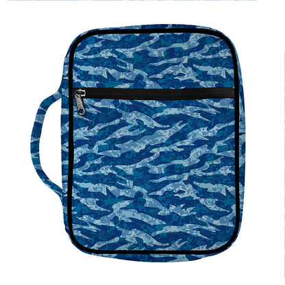 Navy Tiger Stripe Camo Pattern Print Front Pocket Bible Bag