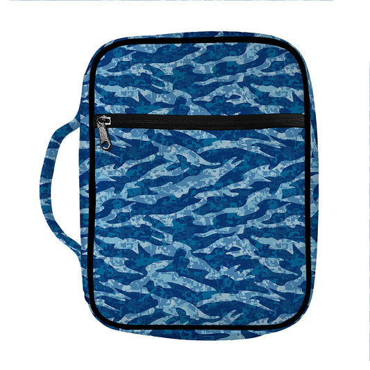 Navy Tiger Stripe Camo Pattern Print Front Pocket Bible Bag