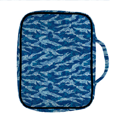 Navy Tiger Stripe Camo Pattern Print Front Pocket Bible Bag