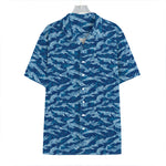 Navy Tiger Stripe Camo Pattern Print Hawaiian Shirt