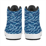 Navy Tiger Stripe Camo Pattern Print High Top Leather Sneakers