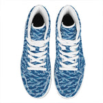 Navy Tiger Stripe Camo Pattern Print High Top Leather Sneakers