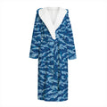 Navy Tiger Stripe Camo Pattern Print Hooded Bathrobe