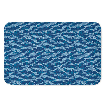 Navy Tiger Stripe Camo Pattern Print Indoor Door Mat