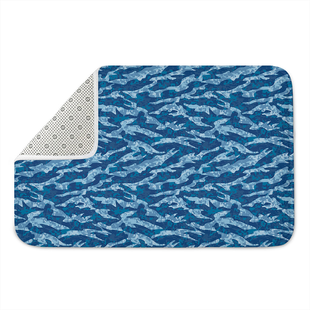 Navy Tiger Stripe Camo Pattern Print Indoor Door Mat