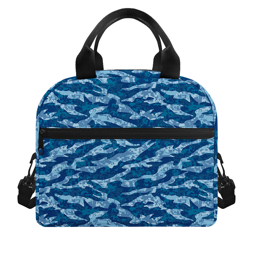 Navy Tiger Stripe Camo Pattern Print Insulated Lunch Bag