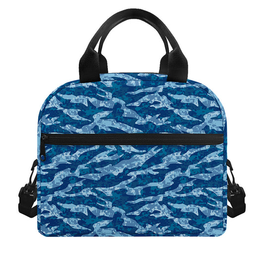 Navy Tiger Stripe Camo Pattern Print Insulated Lunch Bag