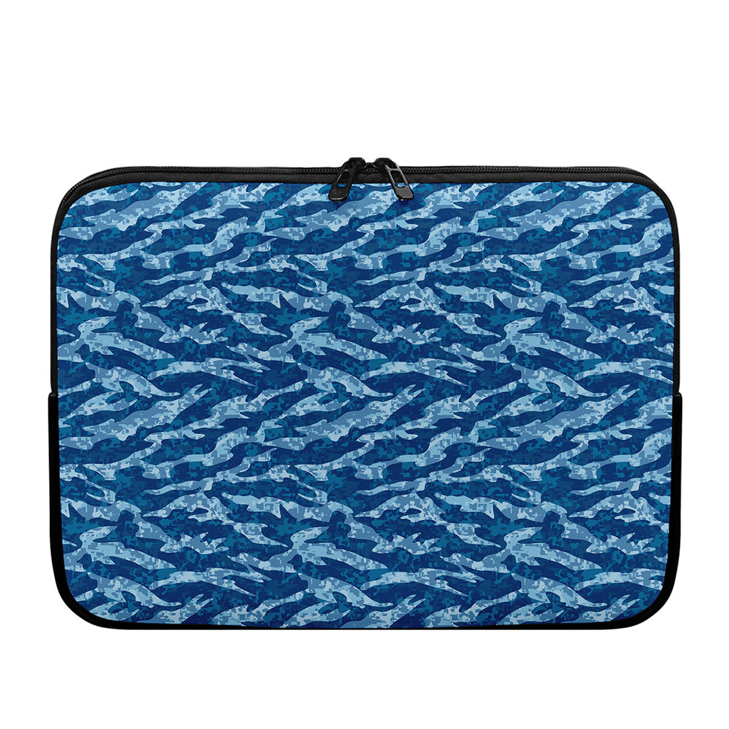 Navy Tiger Stripe Camo Pattern Print Laptop Sleeve