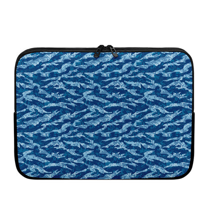 Navy Tiger Stripe Camo Pattern Print Laptop Sleeve