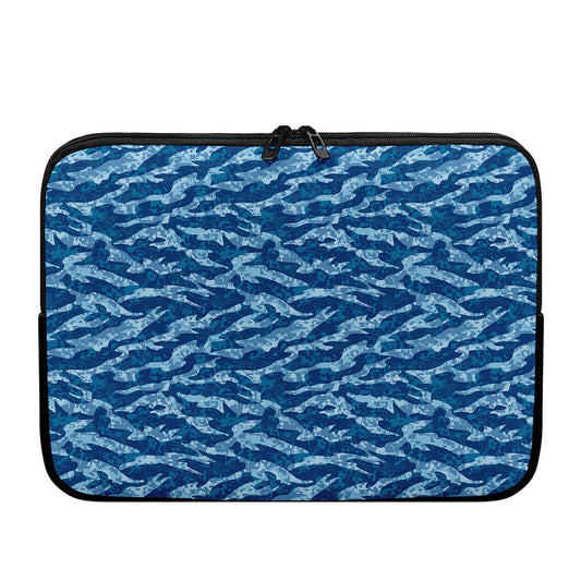 Navy Tiger Stripe Camo Pattern Print Laptop Sleeve