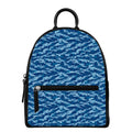 Navy Tiger Stripe Camo Pattern Print Leather Backpack