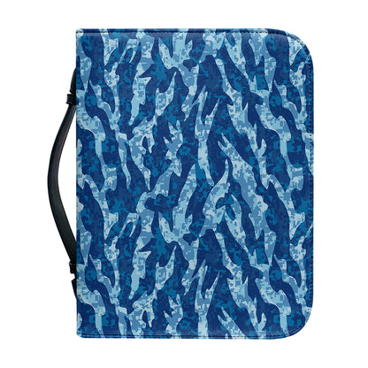 Navy Tiger Stripe Camo Pattern Print Leather Bible Cover