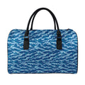 Navy Tiger Stripe Camo Pattern Print Leather Duffel Bag