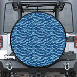 Navy Tiger Stripe Camo Pattern Print Leather Spare Tire Cover