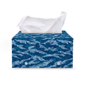 Navy Tiger Stripe Camo Pattern Print Leather Tissue Box Cover