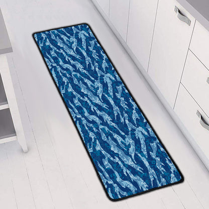 Navy Tiger Stripe Camo Pattern Print Long Kitchen Mat