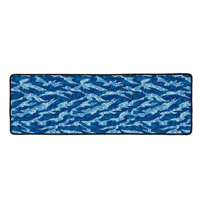 Navy Tiger Stripe Camo Pattern Print Long Kitchen Mat