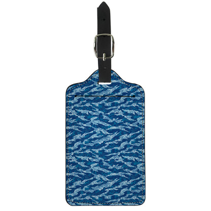 Navy Tiger Stripe Camo Pattern Print Luggage Tag