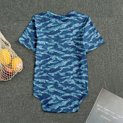 Navy Tiger Stripe Camo Pattern Print Men's Bodysuit
