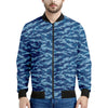 Navy Tiger Stripe Camo Pattern Print Men's Bomber Jacket