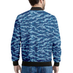 Navy Tiger Stripe Camo Pattern Print Men's Bomber Jacket