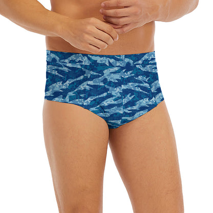 Navy Tiger Stripe Camo Pattern Print Men's Briefs
