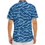 Navy Tiger Stripe Camo Pattern Print Men's Deep V-Neck Shirt