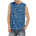 Navy Tiger Stripe Camo Pattern Print Men's Fitness Tank Top