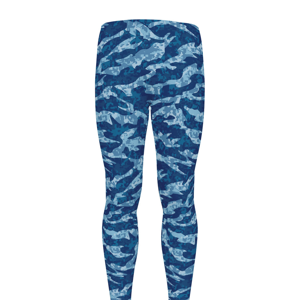 Navy Tiger Stripe Camo Pattern Print Men's leggings