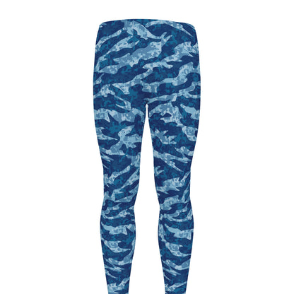 Navy Tiger Stripe Camo Pattern Print Men's leggings