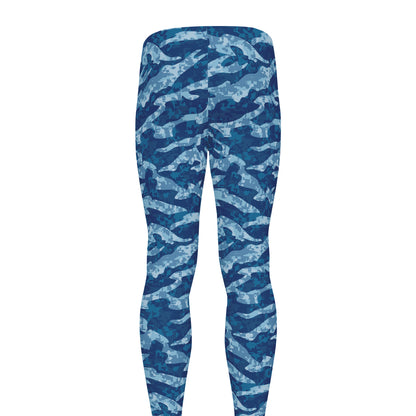 Navy Tiger Stripe Camo Pattern Print Men's leggings
