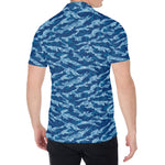 Navy Tiger Stripe Camo Pattern Print Men's Shirt