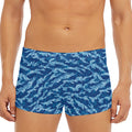Navy Tiger Stripe Camo Pattern Print Men's Short Boxer Briefs
