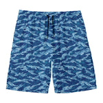 Navy Tiger Stripe Camo Pattern Print Men's Swim Trunks