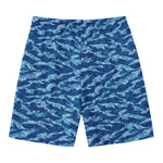 Navy Tiger Stripe Camo Pattern Print Men's Swim Trunks