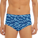Navy Tiger Stripe Camo Pattern Print Men's Triangle Swim Briefs