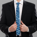 Navy Tiger Stripe Camo Pattern Print Necktie