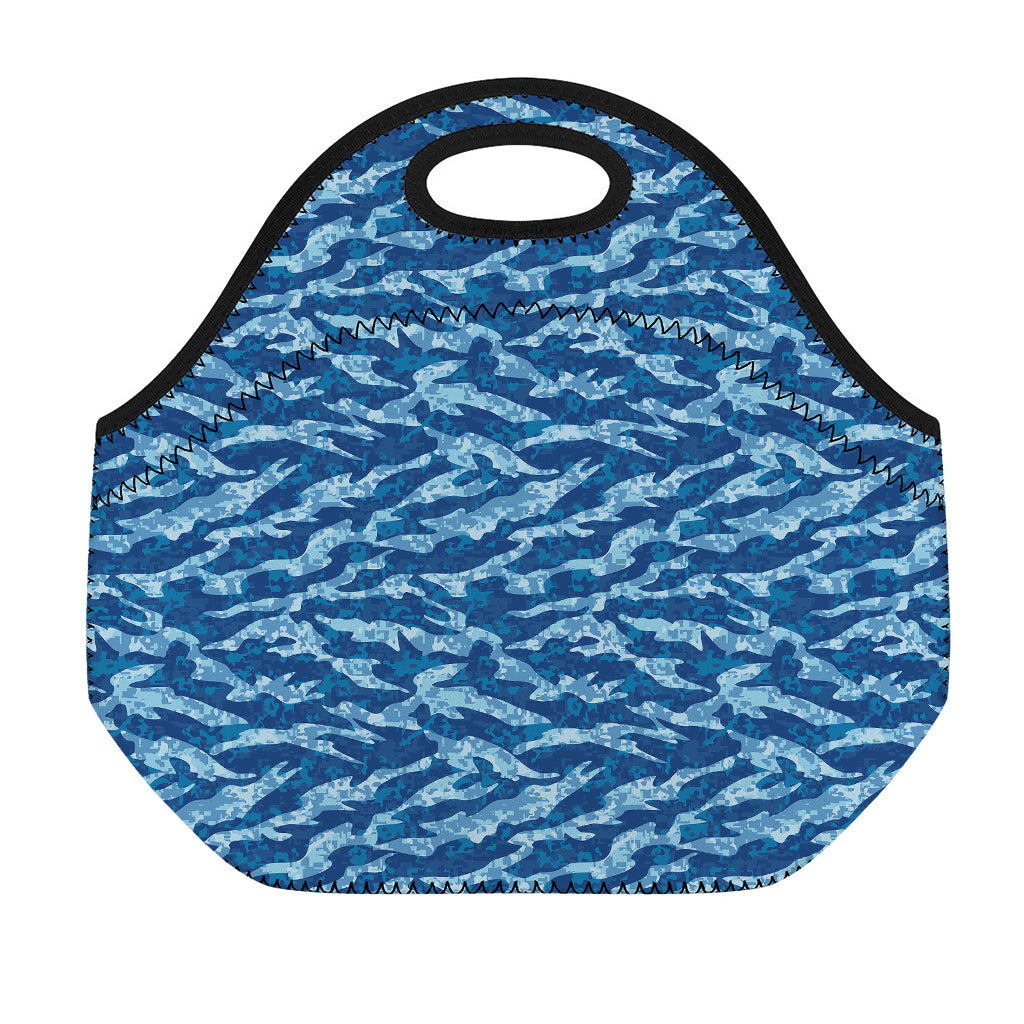 Navy Tiger Stripe Camo Pattern Print Neoprene Lunch Bag