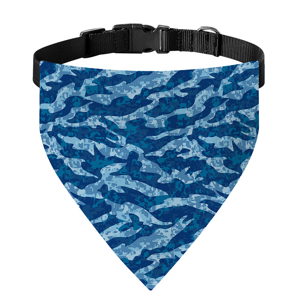 Navy Tiger Stripe Camo Pattern Print Over The Collar Dog Bandana