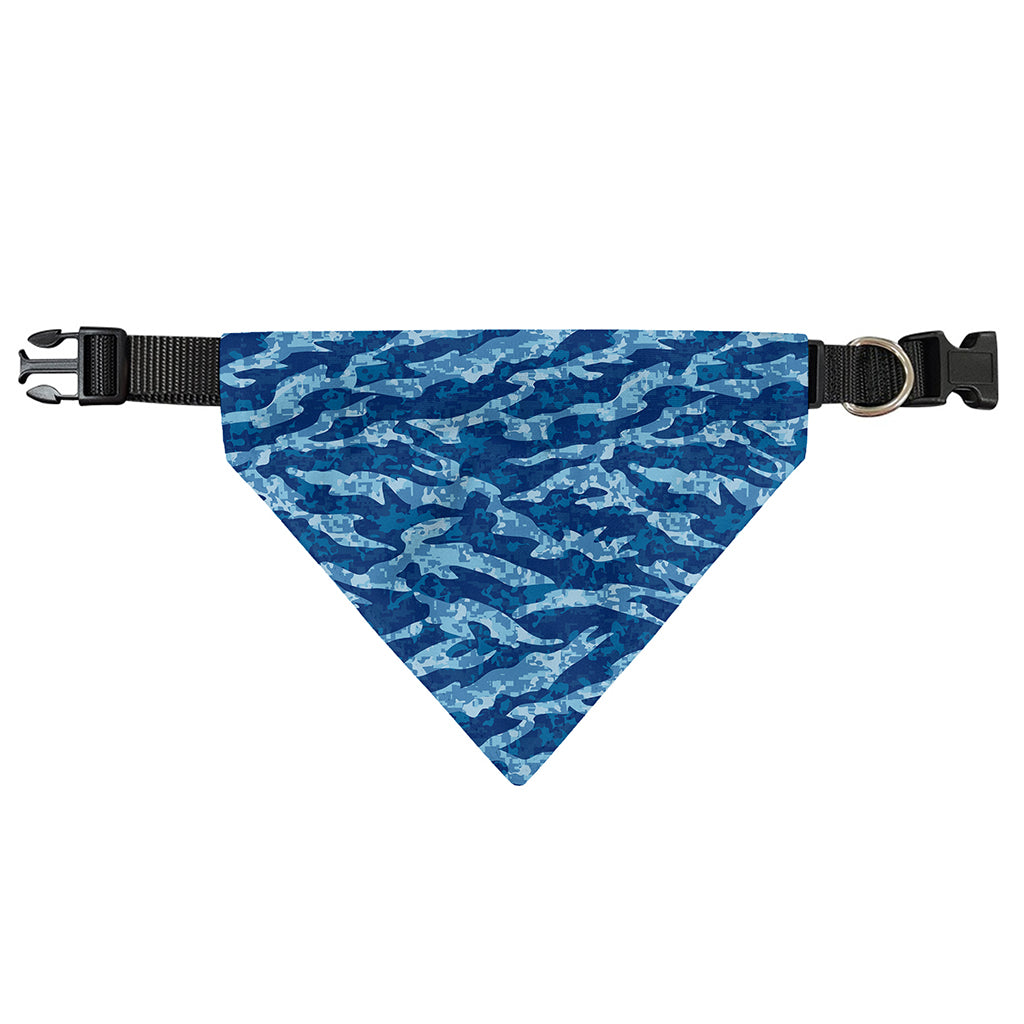 Navy Tiger Stripe Camo Pattern Print Over The Collar Dog Bandana