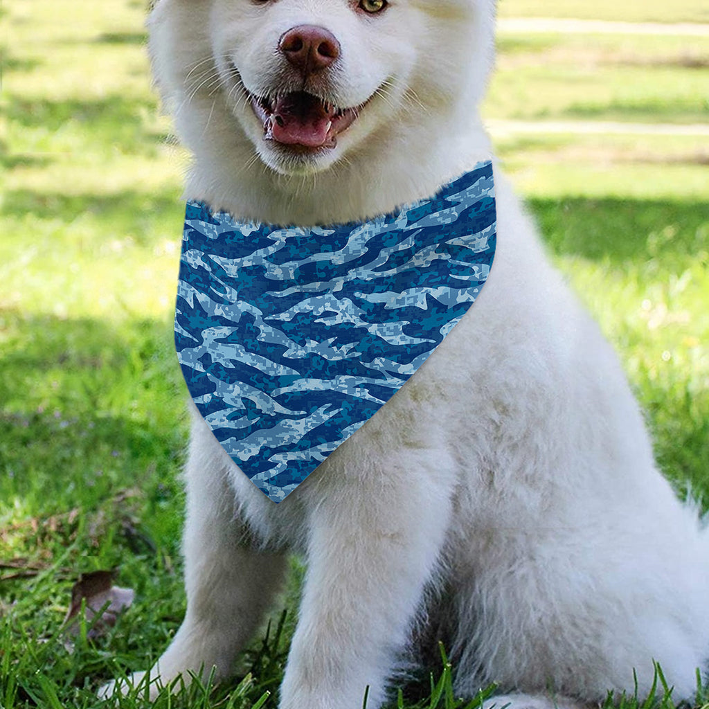 Navy Tiger Stripe Camo Pattern Print Over The Collar Dog Bandana