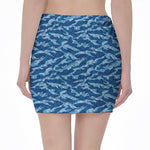 Navy Tiger Stripe Camo Pattern Print Pencil Mini Skirt