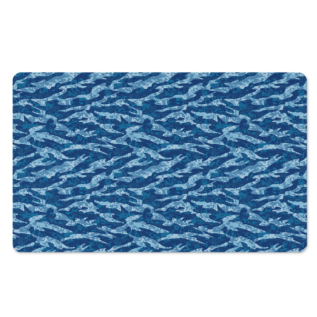 Navy Tiger Stripe Camo Pattern Print Polyester Doormat