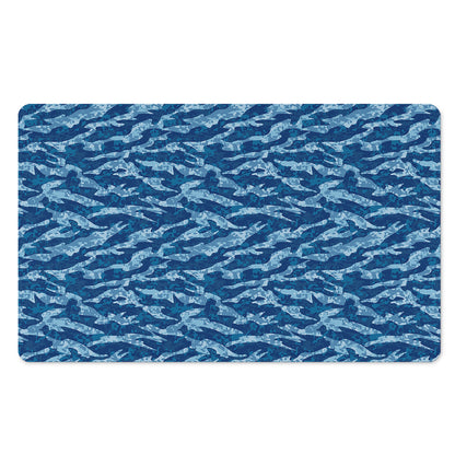 Navy Tiger Stripe Camo Pattern Print Polyester Doormat
